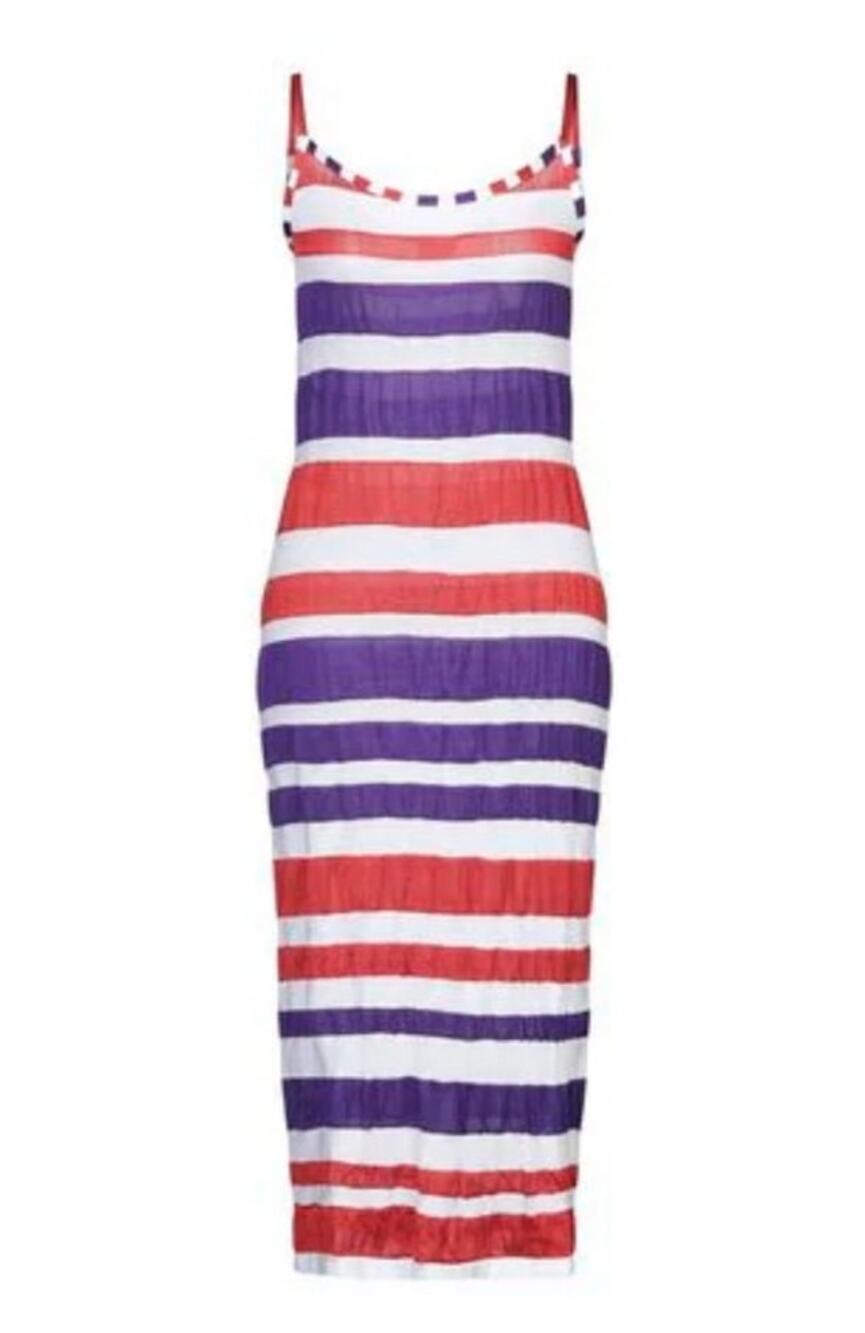 VIKI-AND Maxi Dress Purple Red Size 38 US XS Sleeveless NWT Striped